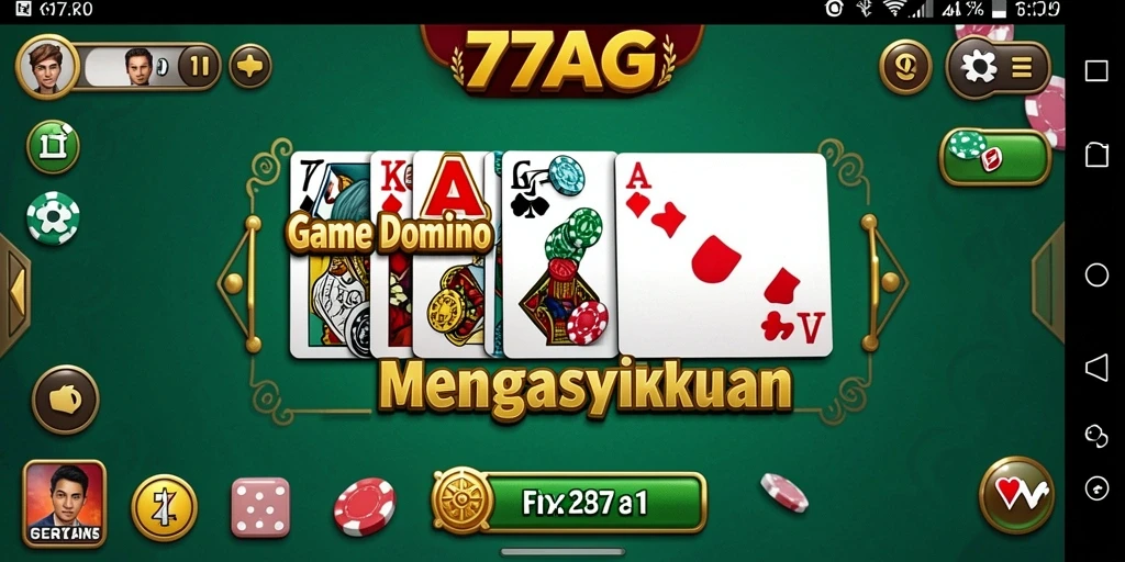 Screenshot gameplay 77AG yang menarik dengan pemain bersaing di meja Domino.
