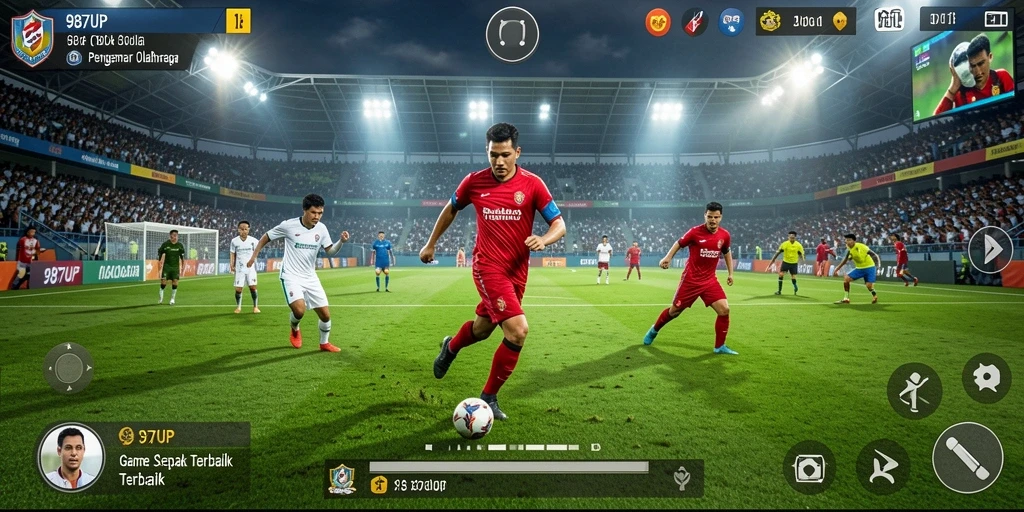Tampilan gameplay 987UP dengan aksi sepak bola yang seru.