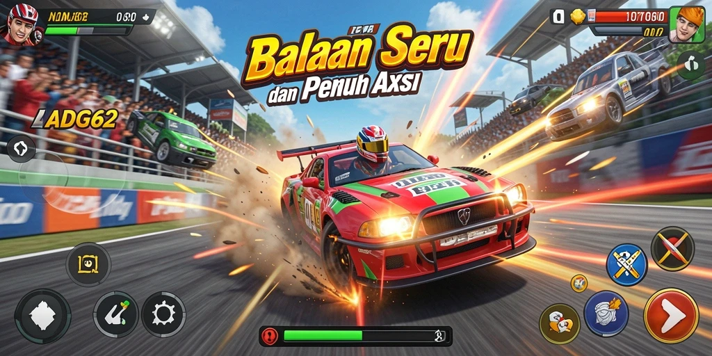 Tampilan gameplay balapan mendebarkan di ADG62.