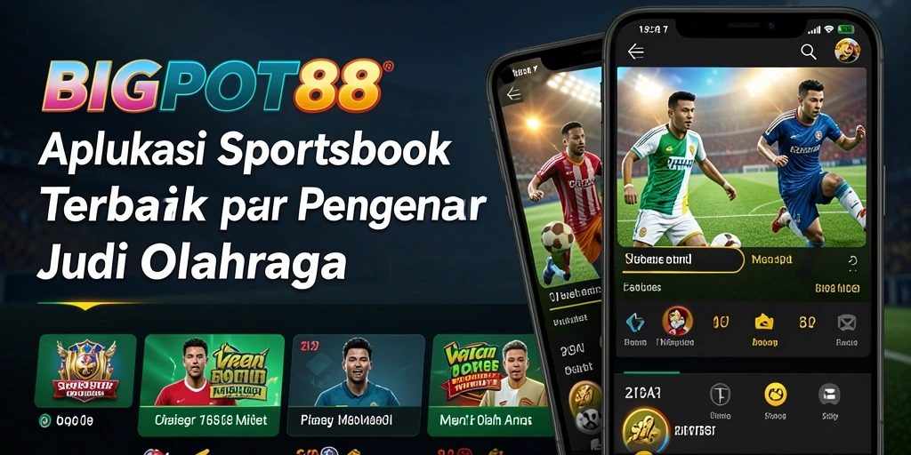 Tampilan antarmuka aplikasi BIGPOT88 dengan fitur sportsbook yang lengkap.