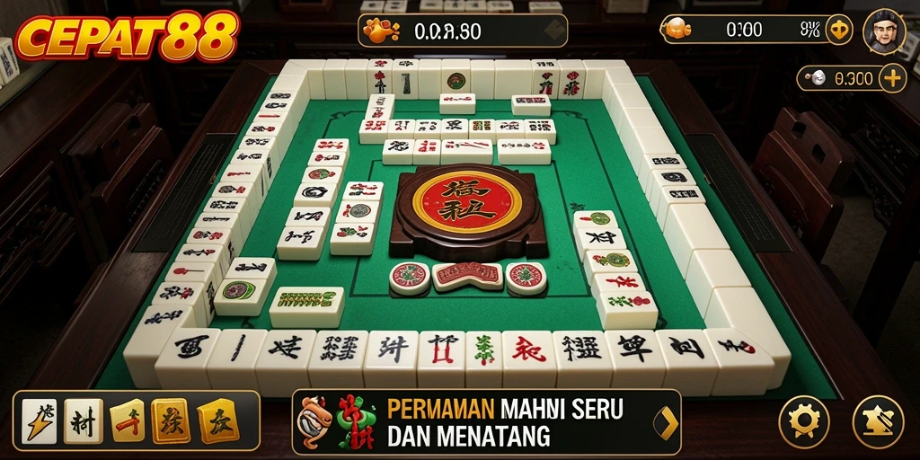 Gameplay seru CEPAT88 yang menampilkan puzzle Mahjong