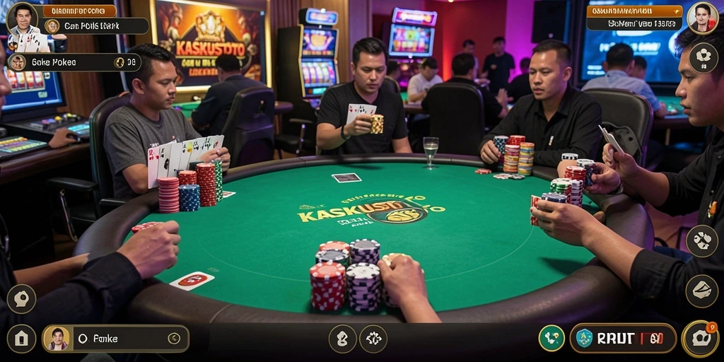 Tampilan gameplay KASKUSTOTO dengan aksi Poker yang mendebarkan.