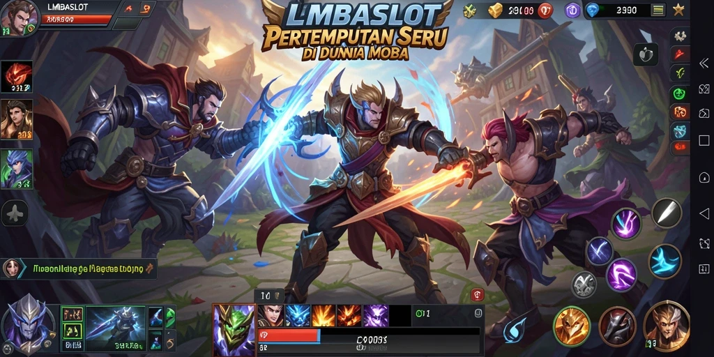 Tampilan gameplay seru LMBASLOT dalam aksi MOBA.