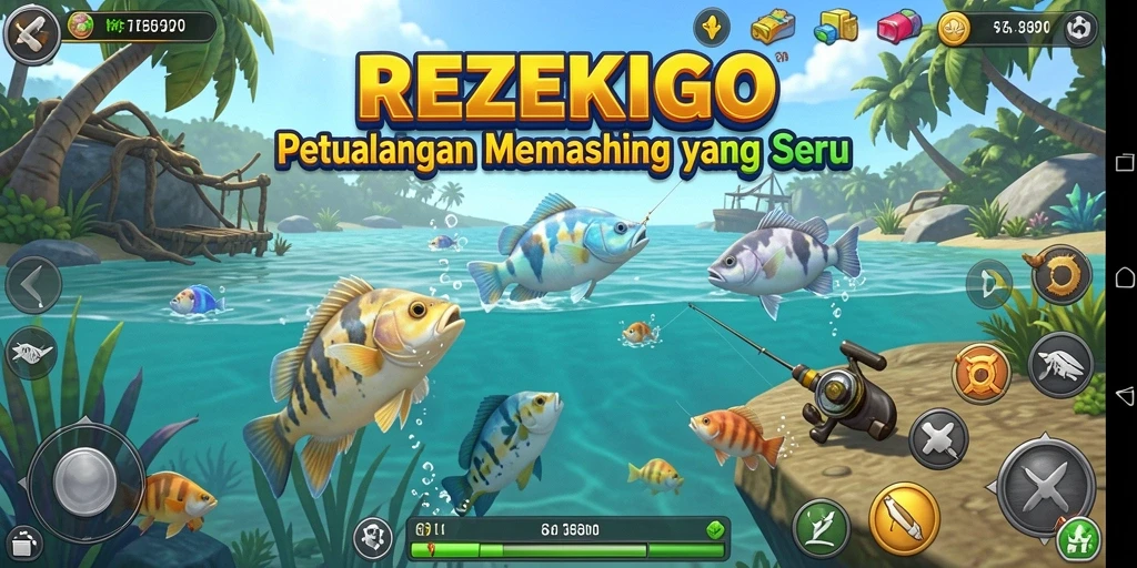 Gameplay seru dalam menangkap ikan di REZEKIGO.
