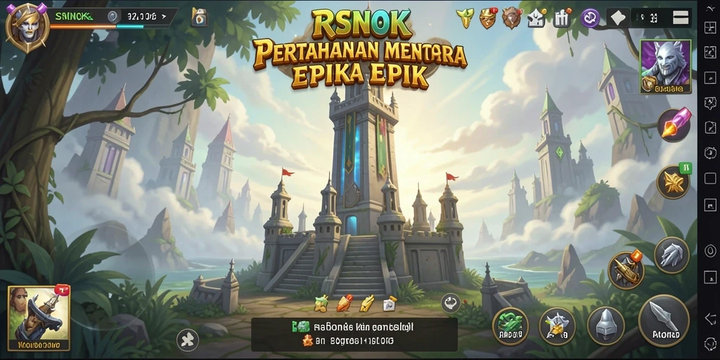 Tampilan menarik dari gameplay menara yang dinamis.