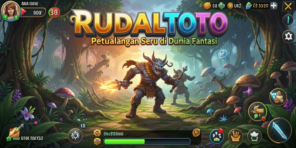 Screenshot gameplay RUDALTOTO yang menampilkan aksi seru dan dunia fantastis.
